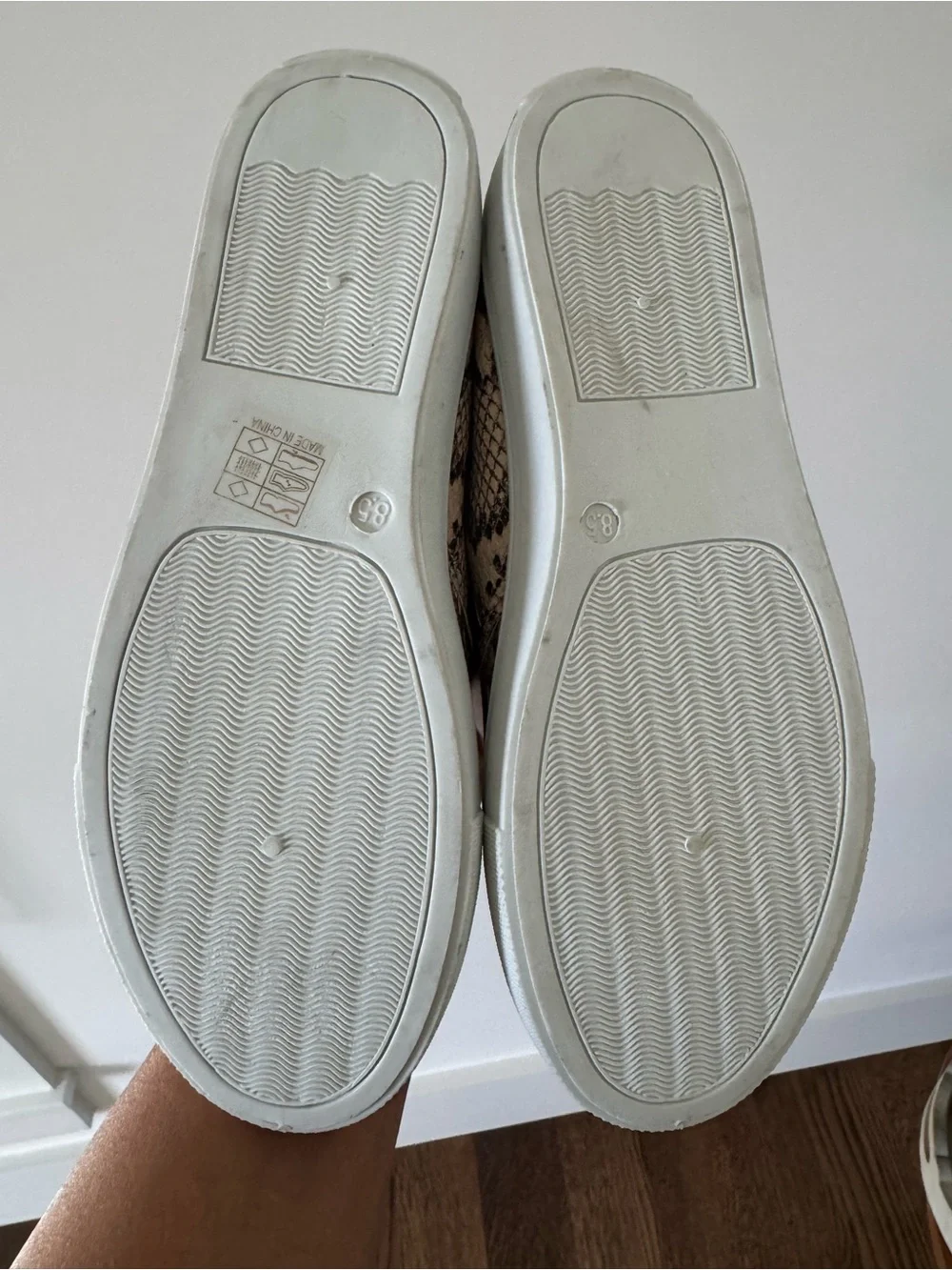 Soho Girl Snake-Print Slip-Ons in Beige and Brown